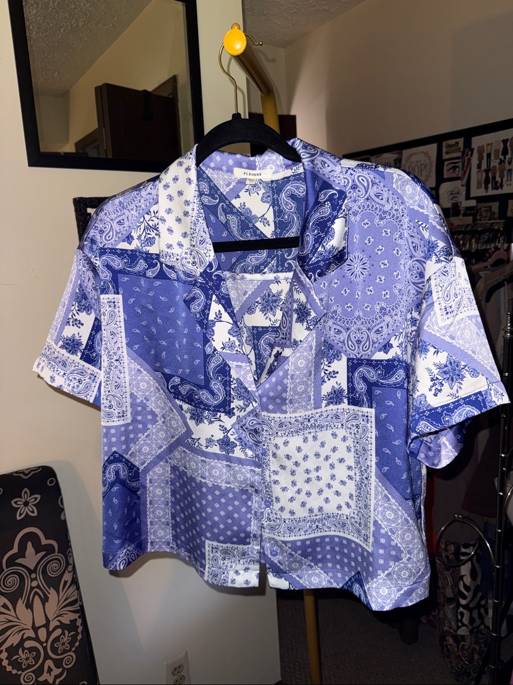 Pleione Blue Bandana Patchwork Shirt - Picture 2 of 5